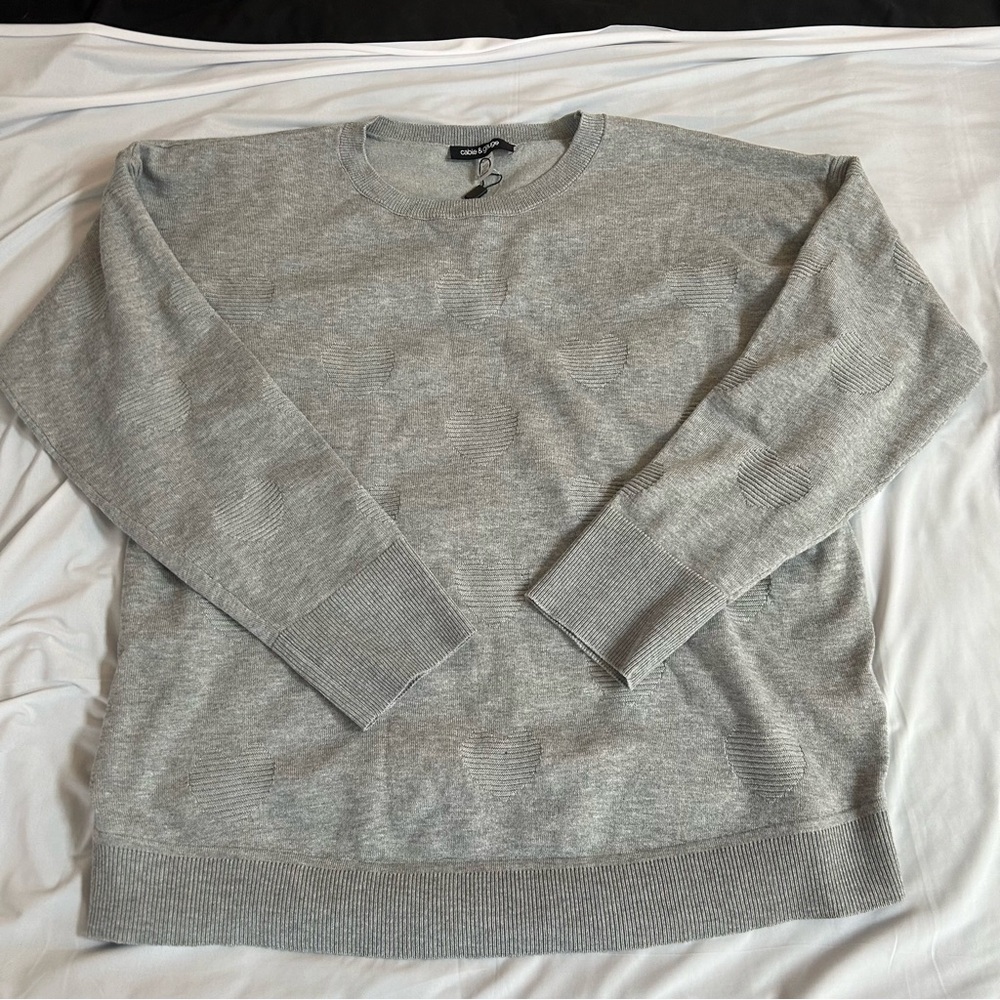 NWT Cable and Gauge Crewneck Sweater with Hearts Size XLarge